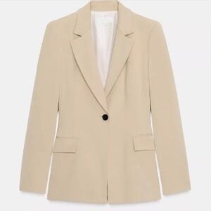 Zara Women's Linen Blend One Button Notch Collar Blazer Beige Size XS